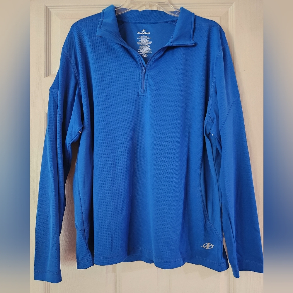 NWOT NorticTrack Men's Blue Quarter-Zip Dri Fit Shirt, Size L